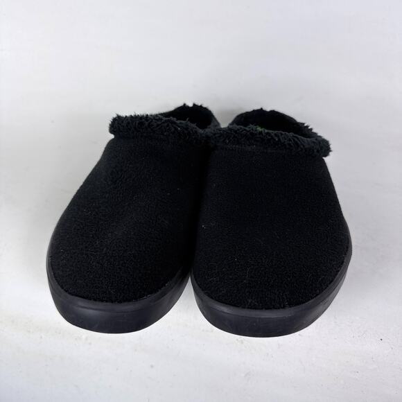 OOFOS OOcoozie Mule Men\'s 11 Black Vegan Sherpa Slip-On Casual Recovery Slippers